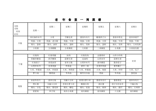 老年食堂菜单