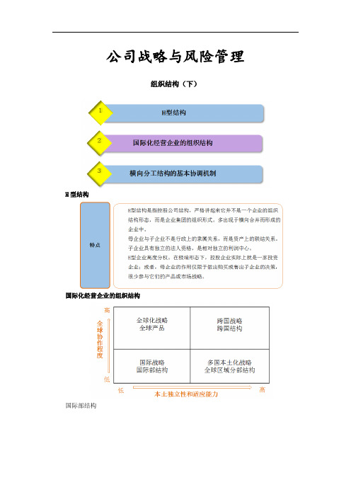 注会考试-公司战略与风险管理-组织结构2