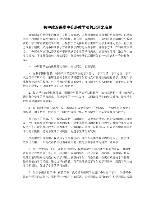 初中政治课堂中分层教学法的运用之我见