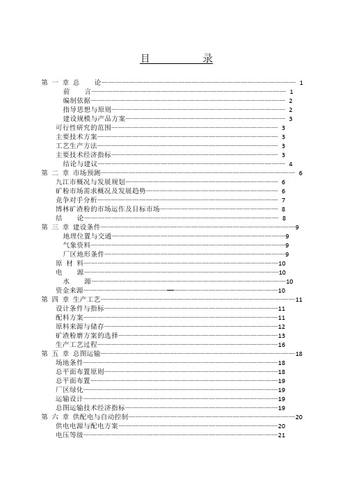 年产60万吨的超细矿粉生产线项目可研报告(矿渣综合利用项目)