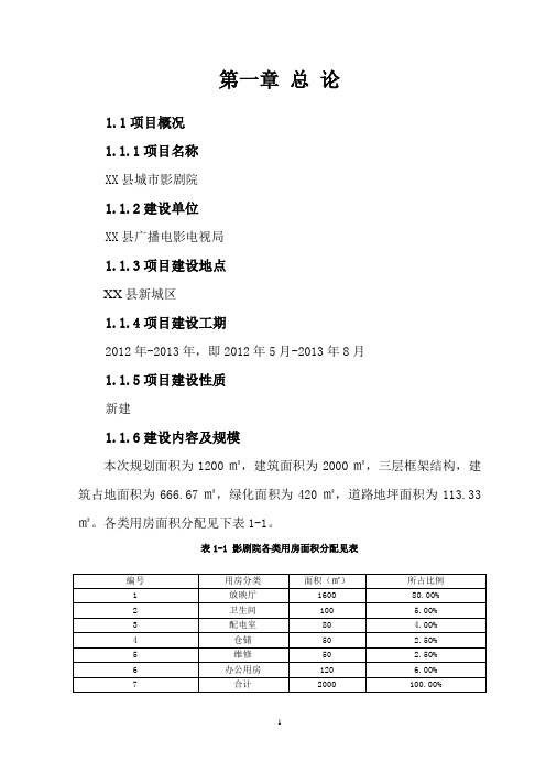 XX县城市影剧院项目建议书