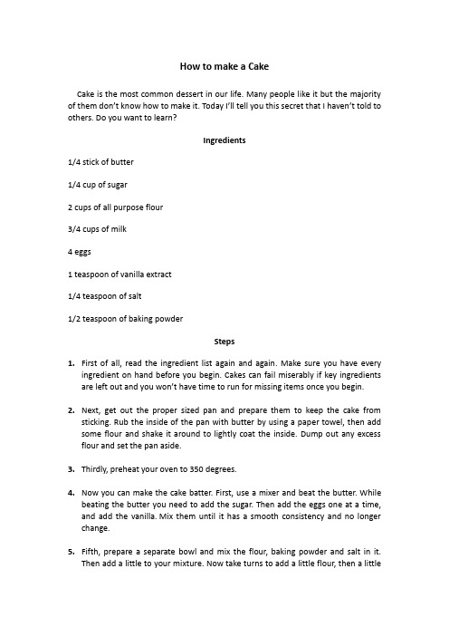 How to make a Cake
