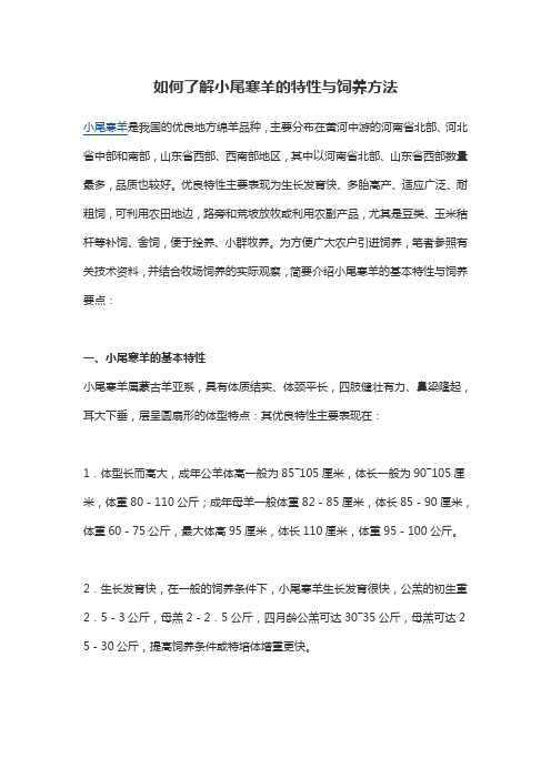 如何了解小尾寒羊的特性与饲养方法