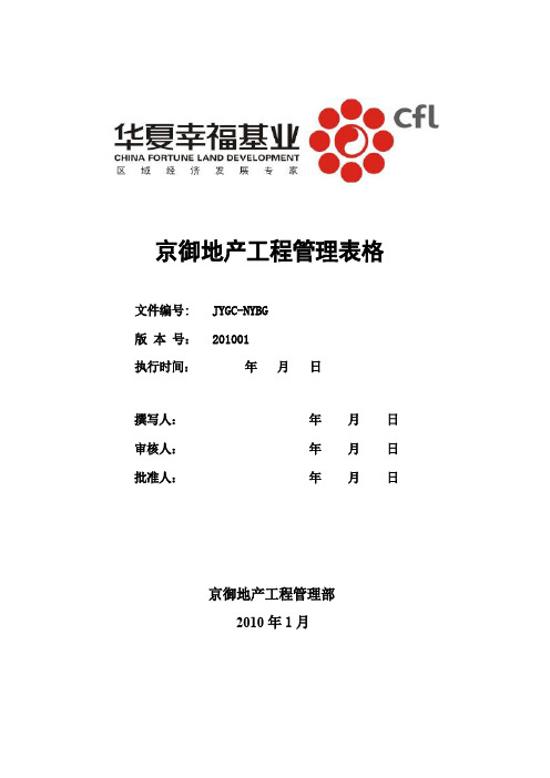 知名房地产公司工程部工程管理表格