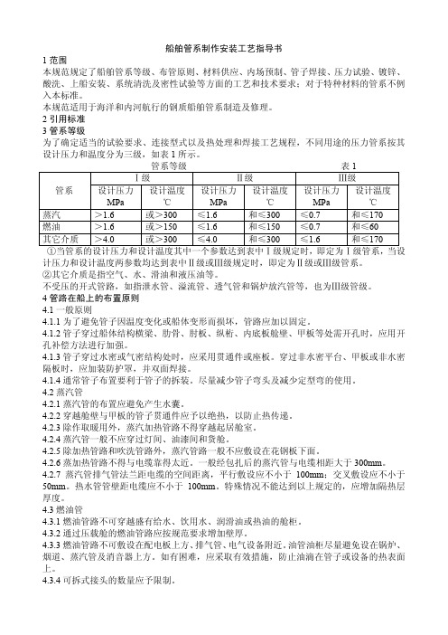 船舶管系制作安装工艺指导书