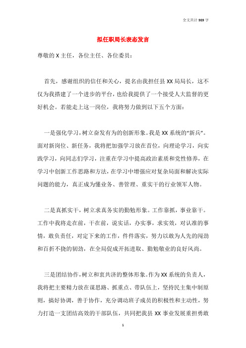 拟任职局长表态发言