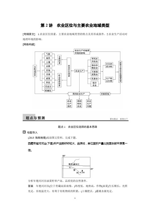 高考地理复习——农业区位与主要农业地域类型