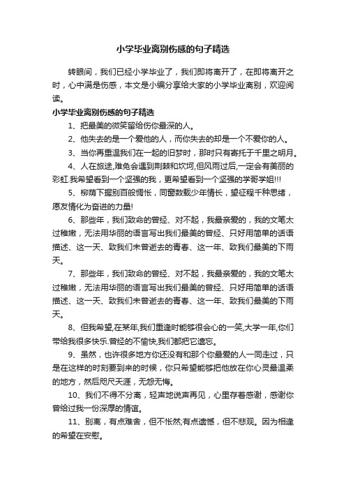 小学毕业离别伤感的句子精选