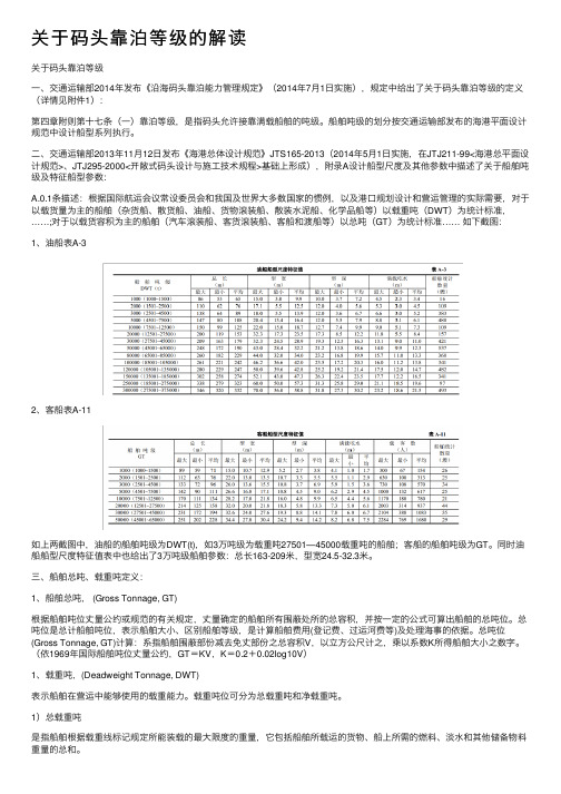 关于码头靠泊等级的解读