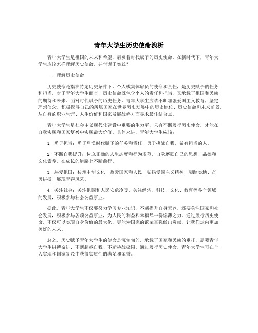 青年大学生历史使命浅析