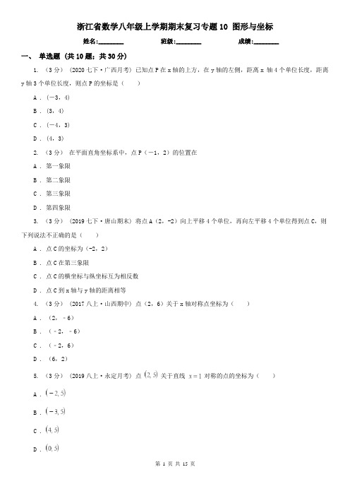 浙江省数学八年级上学期期末复习专题10 图形与坐标