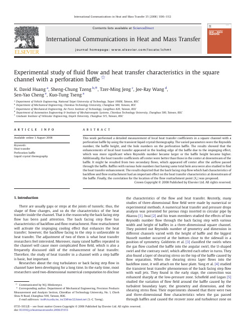 Experimental study of fluid flow and heat transfer characteristics in the square channel with a perf