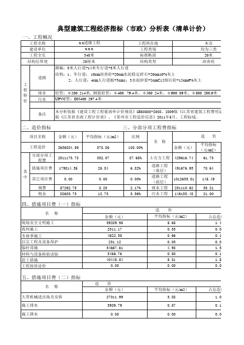 市政工程经济分析表