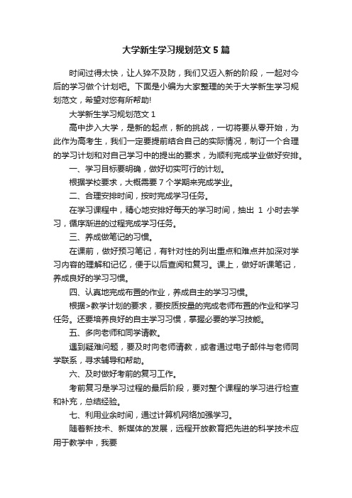 大学新生学习规划范文5篇