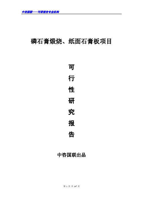 磷石膏煅烧、纸面石膏板项目可行性研究报告范文