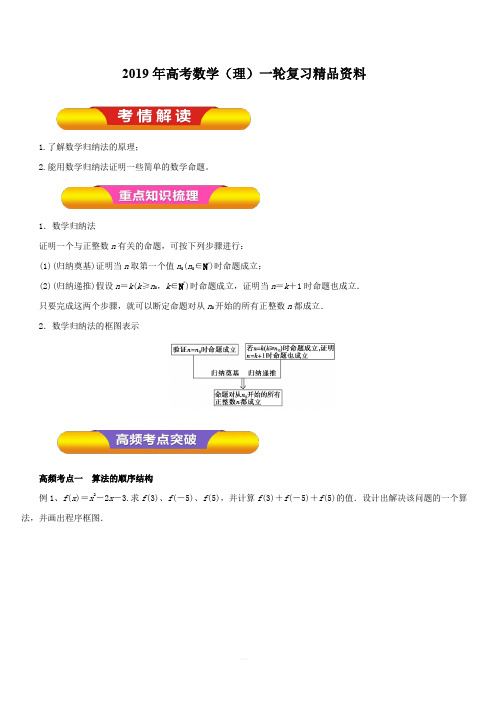 2019年高考数学(理)一轮复习精品资料专题65数学归纳法(教学案)含解析