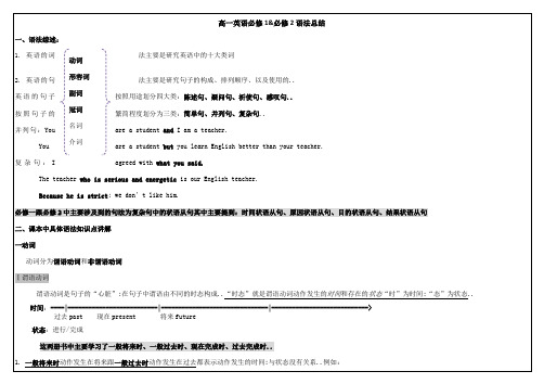 外研版高一英语上学期语法总结