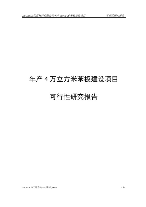 年产4万立方米苯板建设项目投资可行性报告