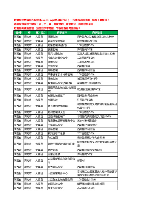 2020新版陕西省渭南市大荔县包装工商企业公司商家名录名单联系电话号码地址大全55家