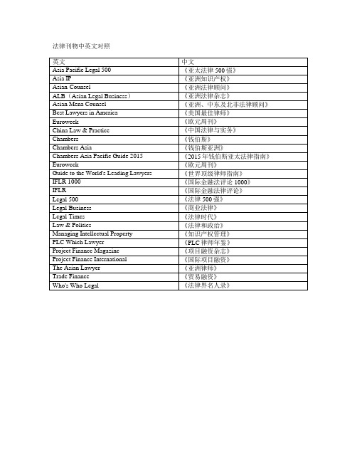 法律刊物中英文对照