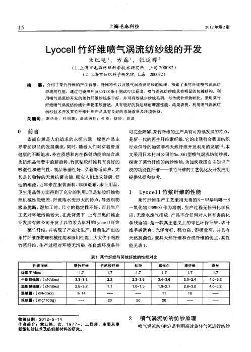 Lyocell竹纤维喷气涡流纺纱线的开发