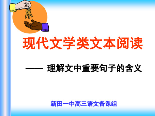 湖南省新田县第一中学2014届高三语文第一轮复习：(14)文学类文本阅读(理解文中重要句子的含义) 课件