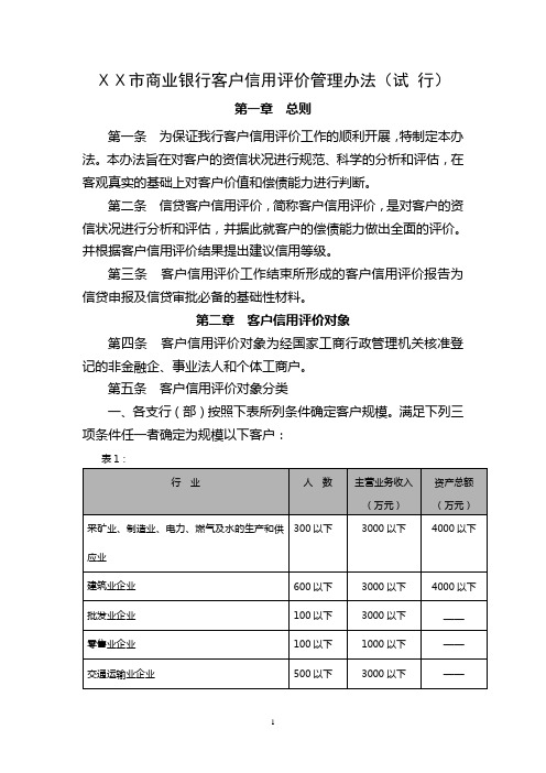 商业银行客户信用评价管理办法