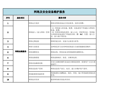 网络及安全设备维护服务