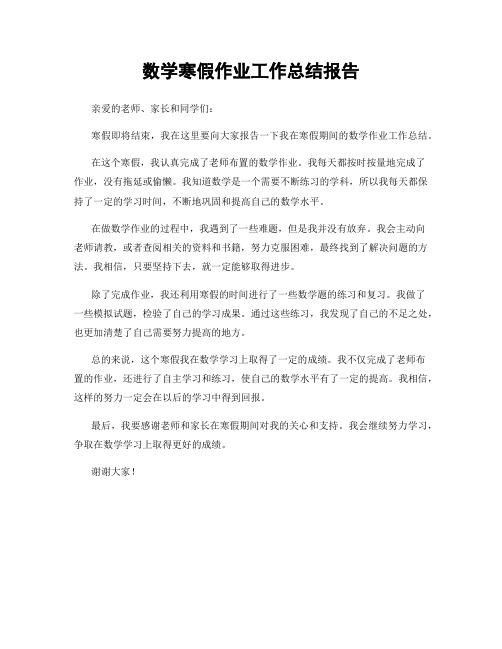 数学寒假作业工作总结报告