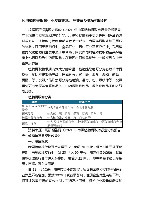 我国植物提取物行业发展现状、产业链及竞争格局分析