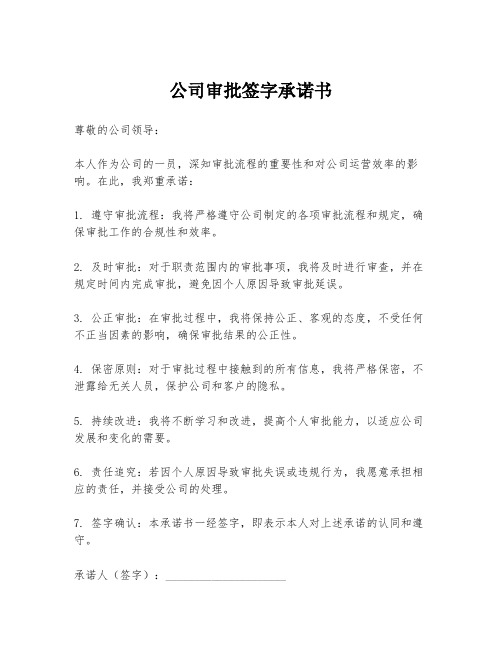 公司审批签字承诺书