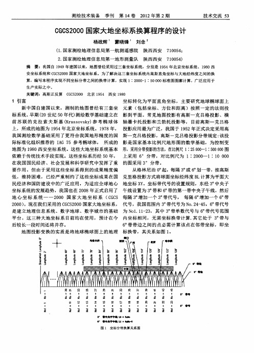 CGCS2000国家大地坐标系换算程序的设计