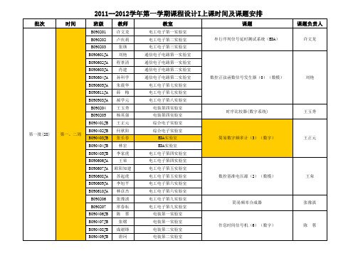 2011课程设计课题教室教师负责人安排表(2011-8-26)