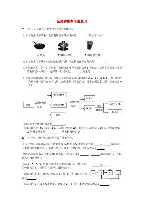 北京市和平北路学校中考化学专题复习 金属和推断(无答案)