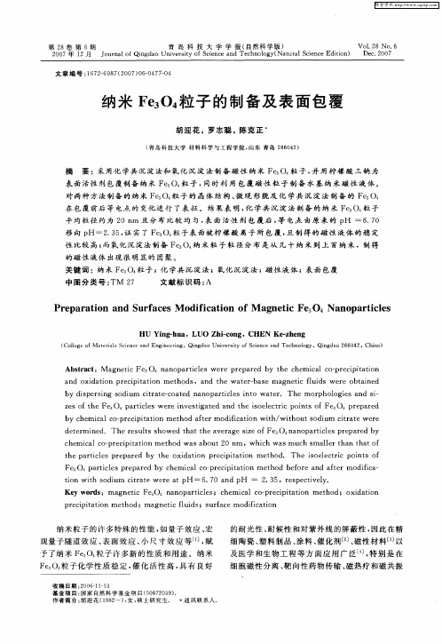 纳米Fe3O4粒子的制备及表面包覆