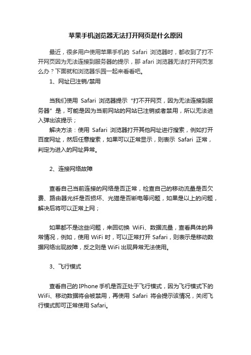 苹果手机浏览器无法打开网页是什么原因