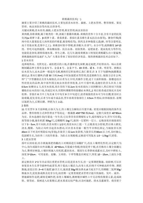 黄桃栽培技术(一)