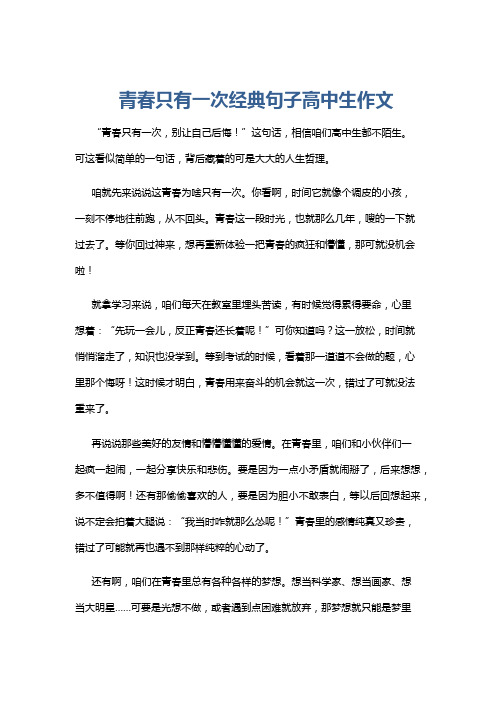 青春只有一次经典句子高中生作文