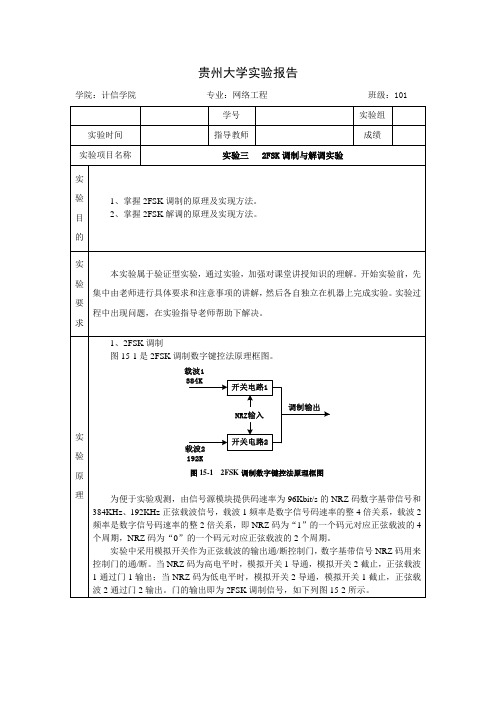 通信原理实验——2FSK调制与解调实验