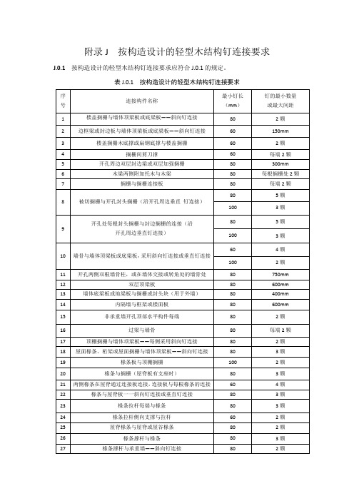 按构造设计的轻型木结构钉连接要求