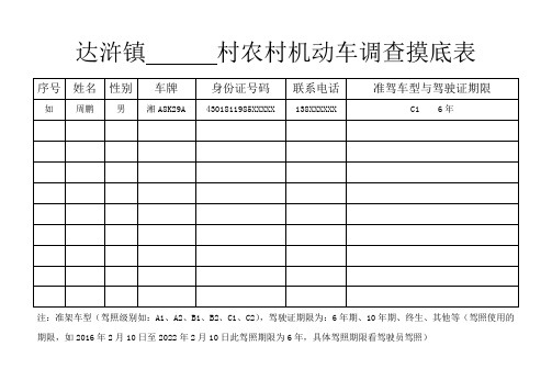 农村机动车调查摸底表(2)