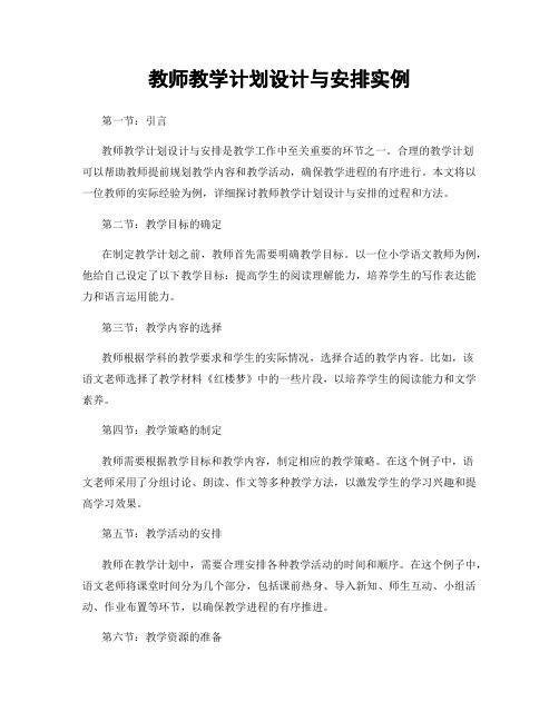 教师教学计划设计与安排实例