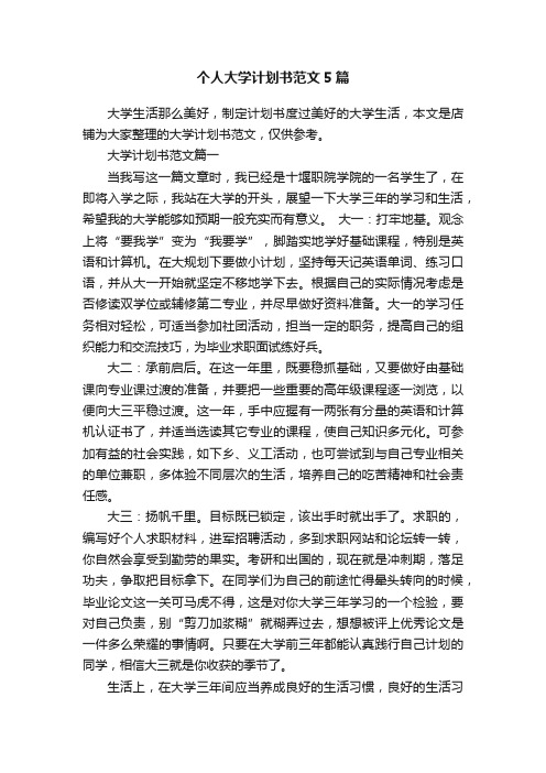 个人大学计划书范文5篇