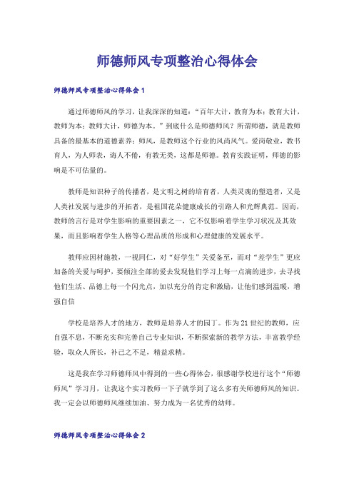 师德师风专项整治心得体会