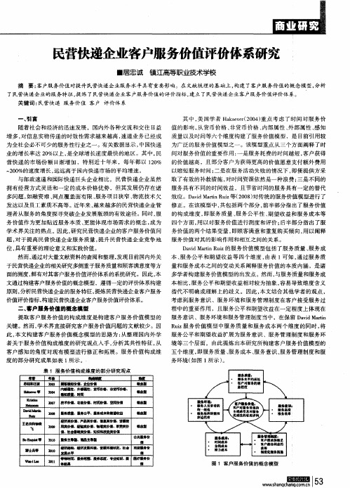 民营快递企业客户服务价值评价体系研究