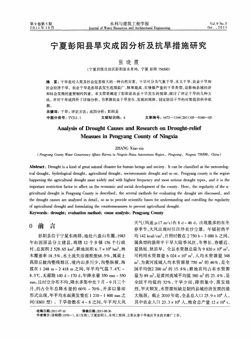 宁夏彭阳县旱灾成因分析及抗旱措施研究