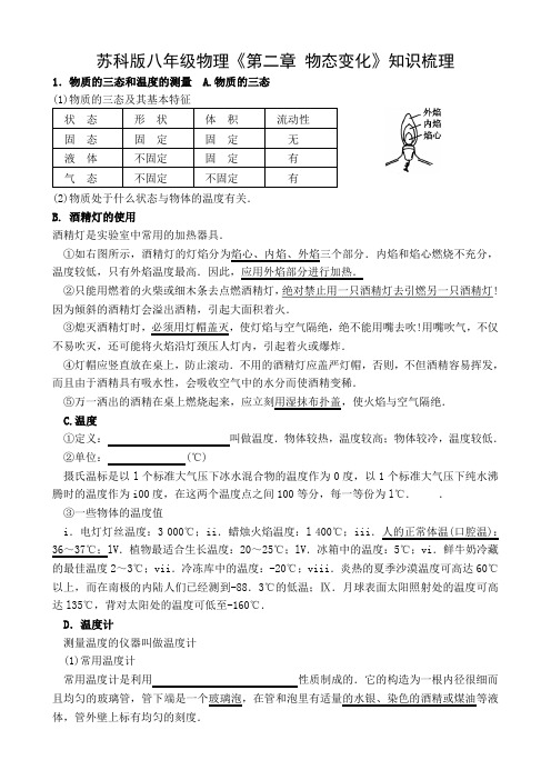 苏科版八年级物理《第二章物态变化》知识梳理