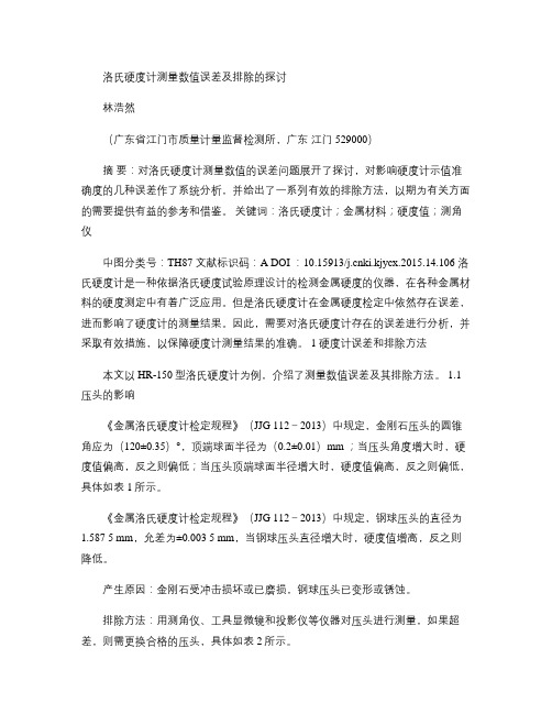 洛氏硬度计测量数值的误差问题的探讨.