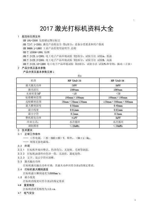 2017激光打标大全资料