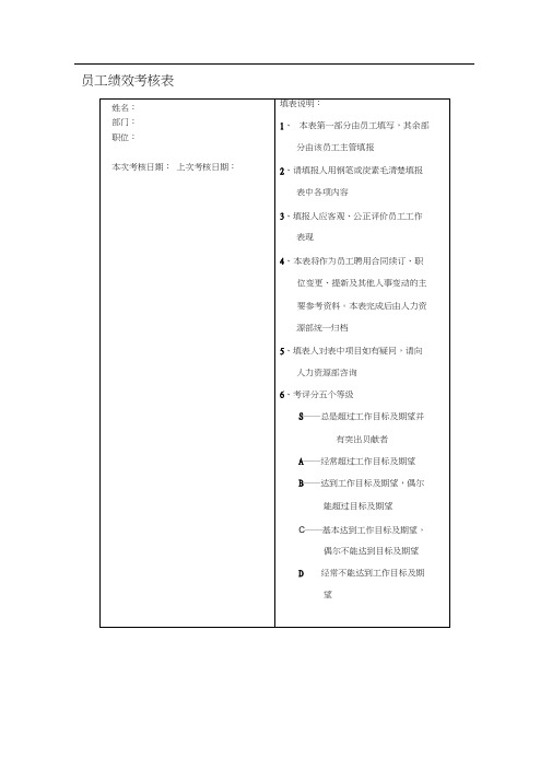 员工绩效考核表(范本)85561